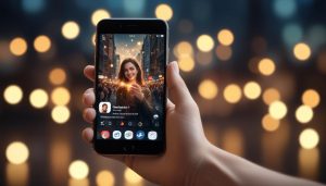 Görsel, bir akıllı telefon ekranında beğeni ve yorum sayıları artmakta olan etkileyici bir sosyal medya gönderisini göstermektedir.