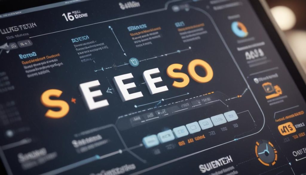 SEO stratejileri geliştirme adımlarını gösteren bilgilendirici infografik; anahtar kelime araştırması, içerik kalitesi, teknik optimizasyon ve bağlantı kurma.