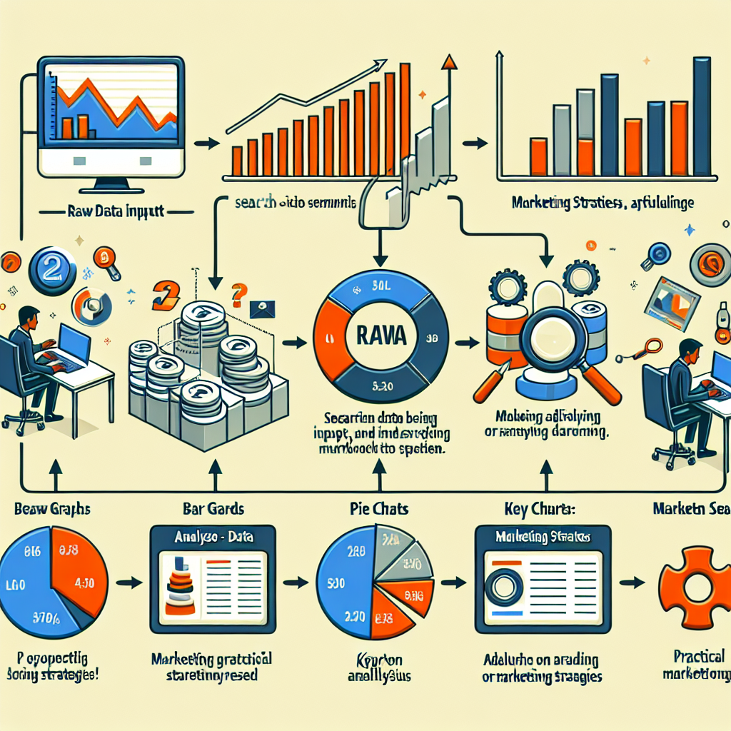 Grafik ve &ccedil;izelgelerle dolu bir masa &uuml;zerinde, SEO verilerini analiz eden bir kişi. Ekranda &ccedil;eşitli metrikler ve analiz sonu&ccedil;ları g&ouml;steriliyor. Kişi, bu verileri inceleyerek pazarlama stratejilerine nasıl etkileyebileceğini değerlendiriyor.