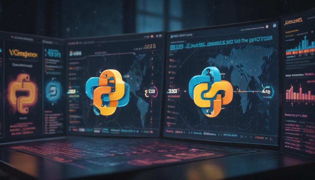 Python ve JavaScript kullanan şirketleri gösteren infografik.