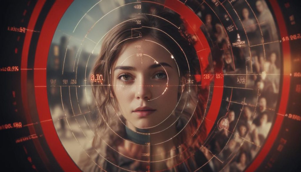 Hedef demografiyi temsil eden, çeşitli kişiliklerin yer aldığı ve demografik verileri gösteren bir illüstrasyon. Hedeflenmiş pazarlamayı açıklamak için kullanılmıştır.